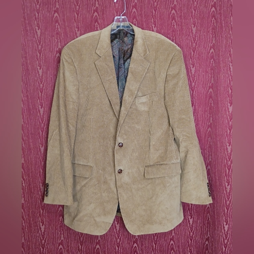 LAUREN RALPH LAUREN Brown Button Long Sleeve Collared Pockets Men's 44L